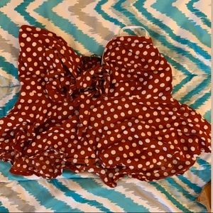 Shein knot front polka dot bandeau peplum top